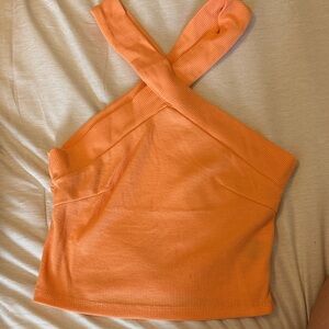 SHEIN Vibrant Orange Ribbed Tank Top